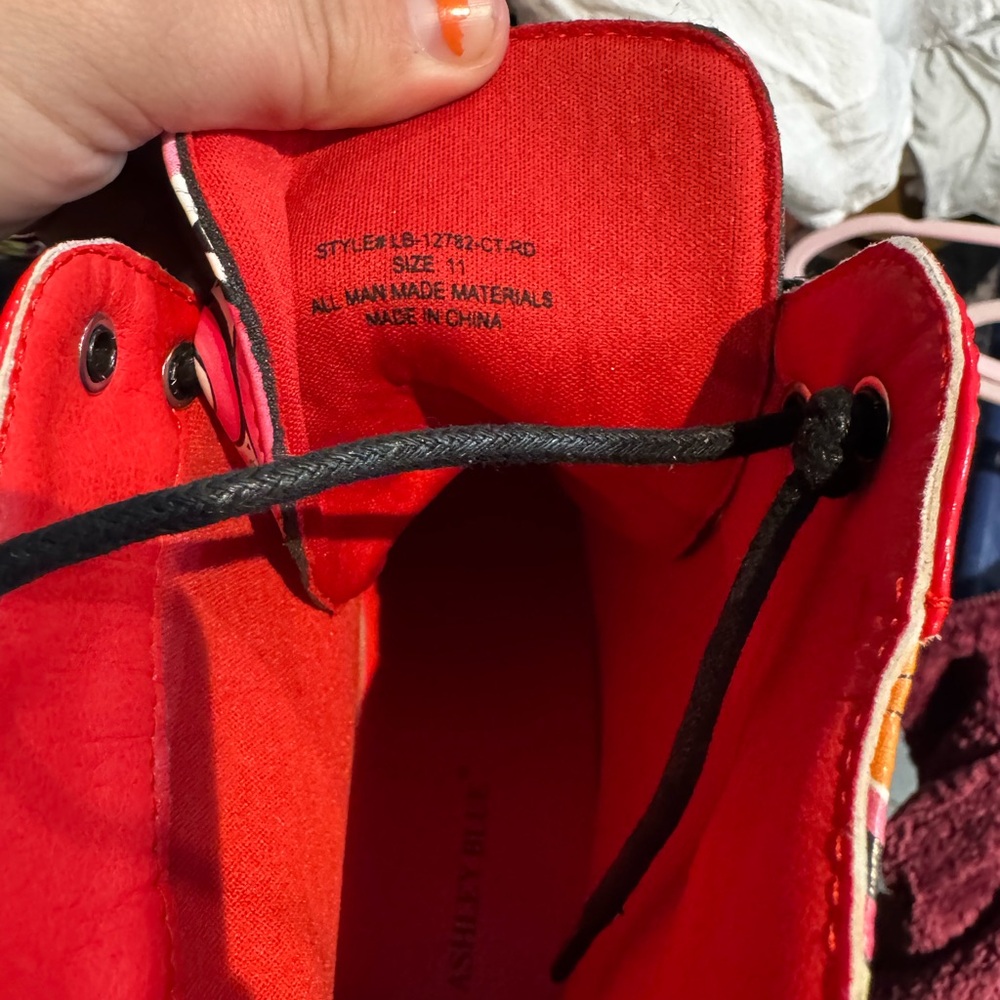 Ashley Blue Red Graphic Combat Boots - Picture 4 of 8